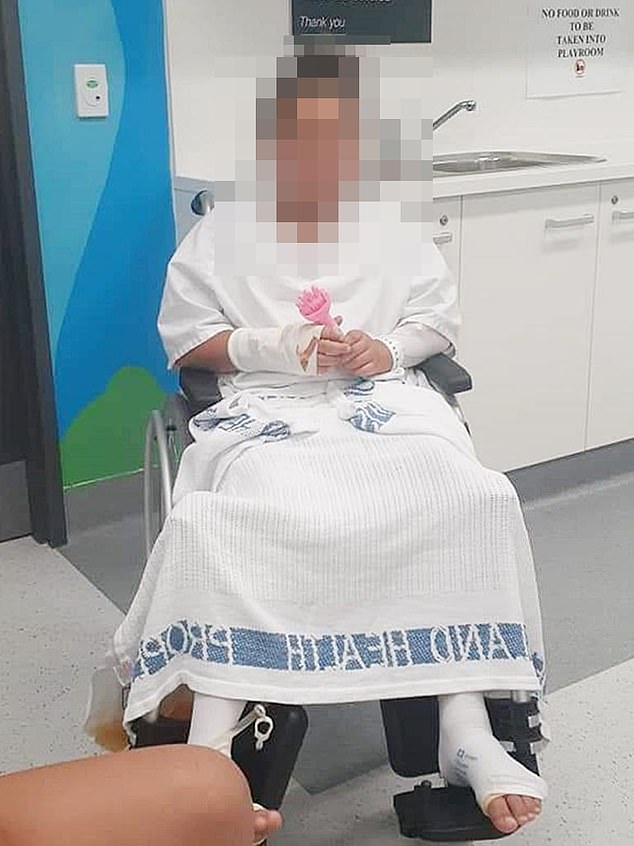 The girl (pictured) suffered a serious vaginal tear, which required two surgeries and four nights in Logan Hospital