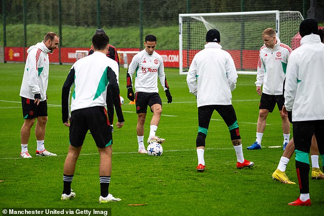 It is the first time Antony has been pictured training with the team since allegations of domestic abuse were made against him