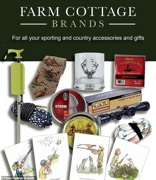 Farm Cottage Brands was founded in 2011 by Alastair Muir.  It sells several country-themed goods, including .  The photo shows some of the online marketing material, such as walking sticks, cufflinks, bottles, cards and mugs