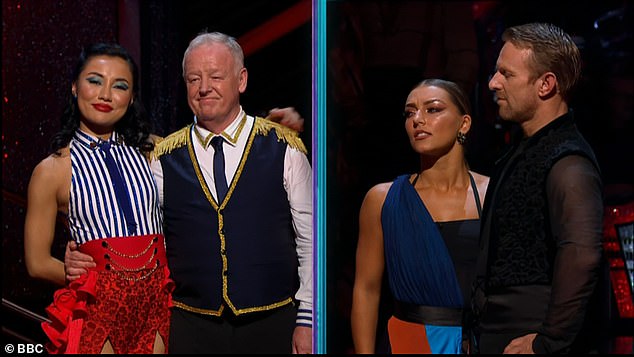 Competition: Les and partner Nancy took on Nikita Kanda and Gorka Márquez in the first Strictly Come Dancing dance-off