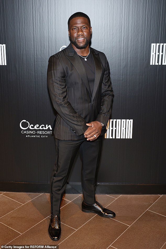 Stand-up man: Kevin Hart attended the event that raised about $24 million for parole and probation reform