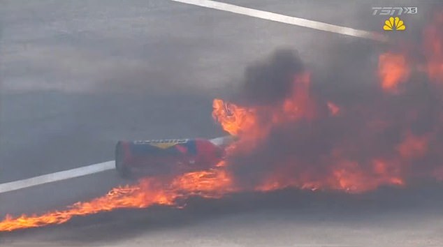 Cars circled around the flames as emergency services rushed out to extinguish the fire