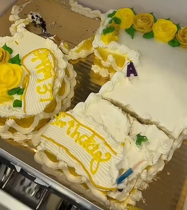 Partially consumed cakes symbolized the recent revelry on site