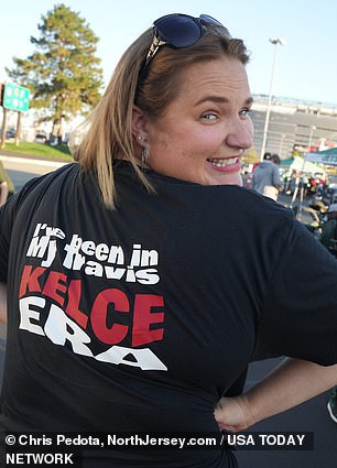 A football fan outside MetLife Stadium