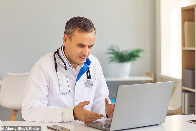 Patients now speak to their GP online or via video chat for a record one in 50 appointments (Stock Image)