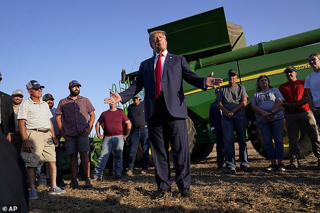 Trump visited the Vande Voort family farm on Sunday as part of the tour