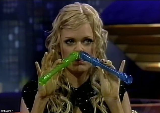 The reality TV presenter, 43, appeared on Channel Seven's short-lived chat show Greeks on the Roof in 2003 and wowed the studio audience by playing two recorders with her nose.