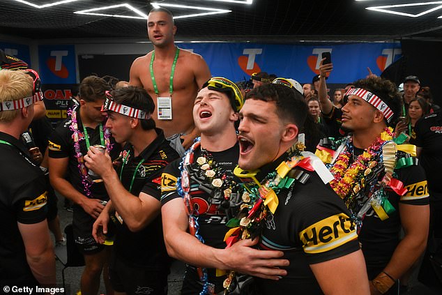 Panthers stars sang songs, drank beer and celebrated an incredible win over Brisbane