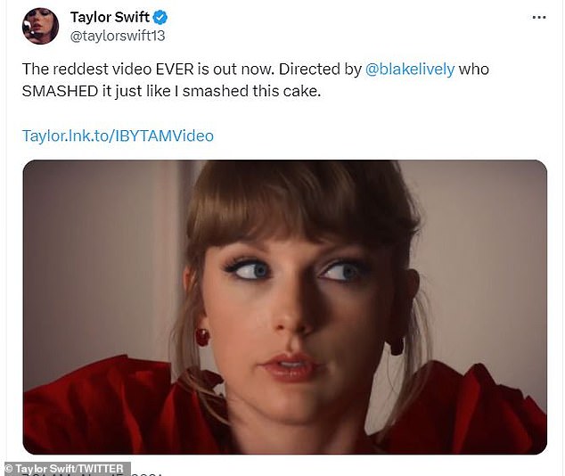 'Breaked!'  Two years ago, Lively made her directorial debut directing the music video for Taylor's re-recorded song I Bet You Think About Me, starring Miles Teller as a groom who fantasizes about his ex-girlfriend (Swift)