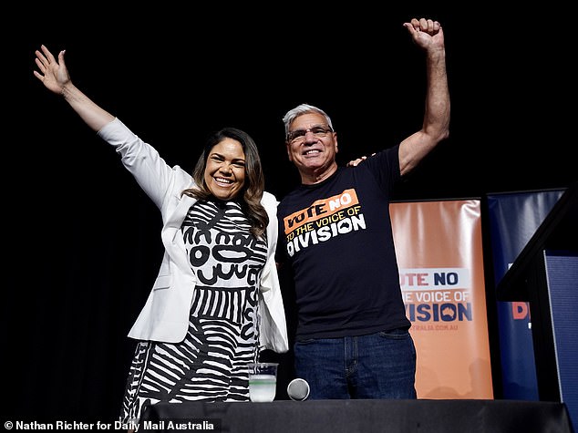 Mr Mundine (pictured right, with fellow No lawyer Jacinta Price) has led the fight against The Voice