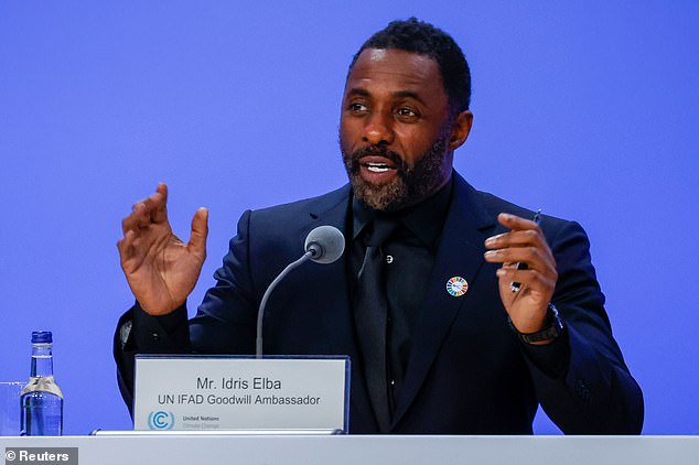 Press: Idris is also an award-winning film director, a rapper, a DJ, a producer and an entrepreneur (pictured at the 2021 UN Climate Conference)