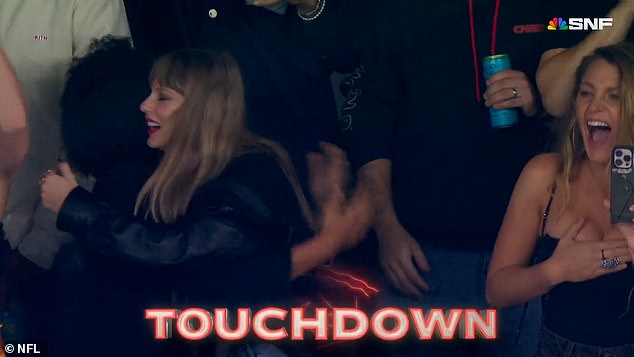 The most furious reaction came after the Chiefs' first touchdown, when NBC cameras immediately caught Taylor hugging her friends.