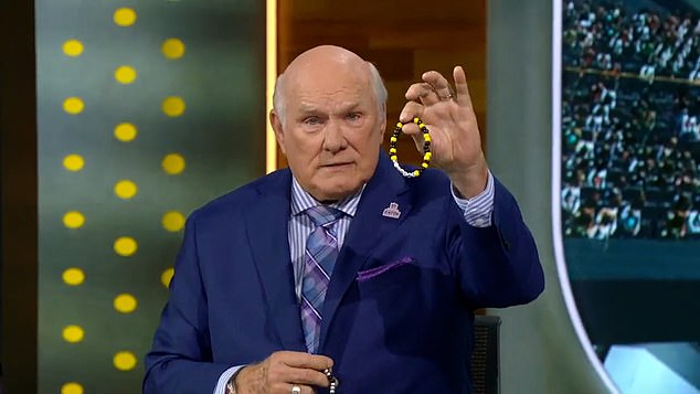 And the furore surrounding the singer wasn't isolated to NBC — Terry Bradshaw, the co-host of Fox NFL Sunday, even gave handmade Taylor Swift friendship bracelets to his colleagues during the live broadcast.