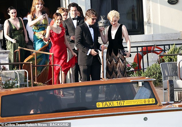 Radiant: Julia, who is also famous for her role in Netflix's Inventing Anna, looked as elegant as she had hoped on board the water taxi