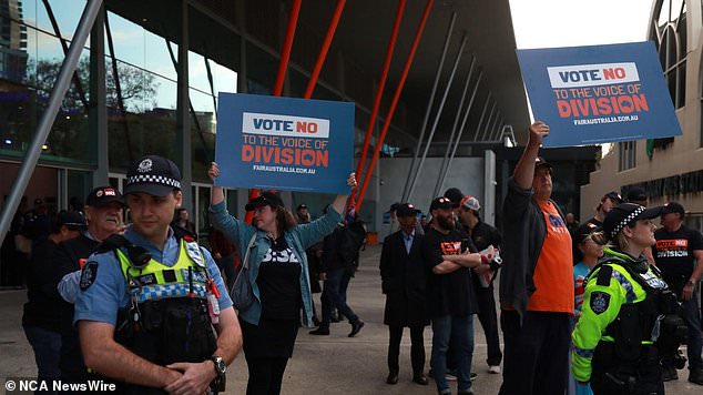 Supporters without the right to vote, with the police pitted against the largely student demonstrators.  Photo: NCA NewsWire/Philip Gostelow