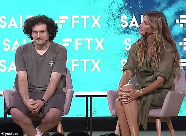 Brady's ex-wife, supermodel Gisele Bundchen, was also an ambassador for FTX.  She can be seen on stage with Sam Bankman-Fried at the Crypto Bahamas event in 2022. The FTX chief looked uncomfortable as he opted for his usual outfit of scruffy shorts and a T-shirt.