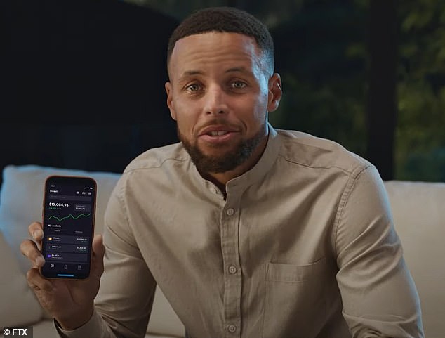 Steph Curry also promoted FTX and appeared in an ad telling viewers: 'I'm not an expert and I don't have to be, with FTX I have everything I need to buy, sell and trade crypto safely'