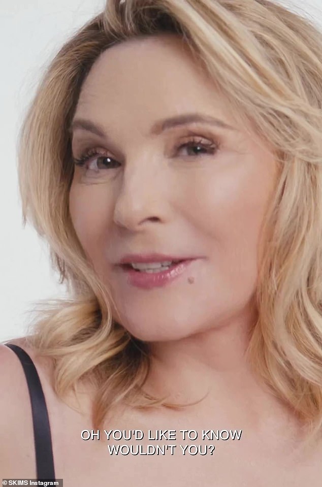 Blonde bombshell: 'SKIMS makes me feel free,' Cattrall continued before describing the brand as 'my new best friend'