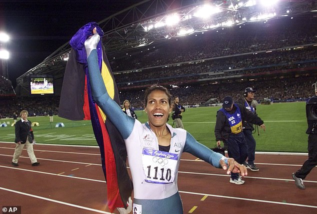 Cleary joins a host of Australian sports stars supporting the Yes campaign, including Cathy Freeman (pictured at the 2000 Olympic Games in Australia celebrating her 400m gold medal win)