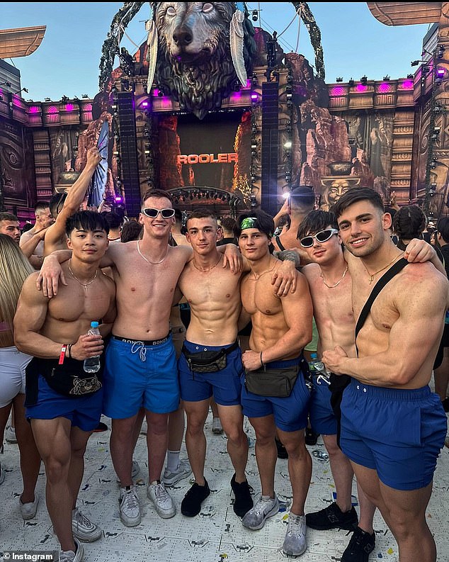 Many revelers took off their shirts as temperatures rose above 30 degrees.  There is no suggestion that anyone in the photo has used illegal substances