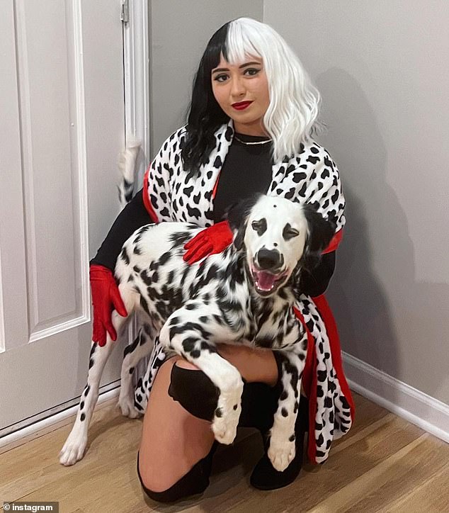 Sandra enjoys playing dress-up with Ryder.  Pictured are the two who got together for Halloween when they went out as Cruella de Vil and one of the 101 Dalmatians from the classic film