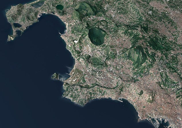 The Campi Flegrei can be seen in this satellite image