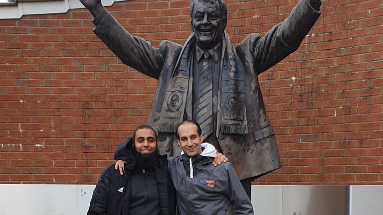 Pakistan U19 head coach Shadab Iftikhar and Sky Sports News' Developer Trehan at Ewood Park