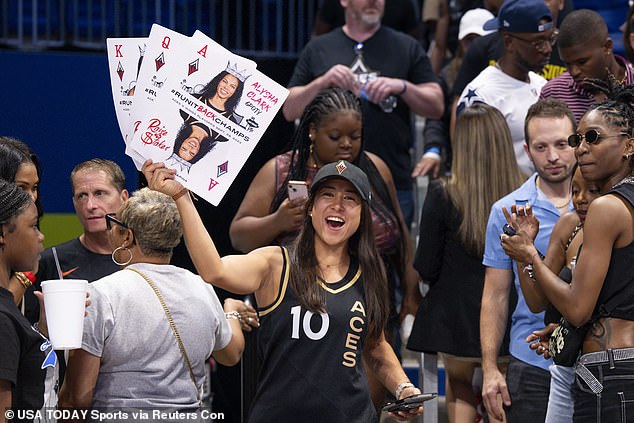 Las Vegas Aces fans celebrate after the Aces' playoff victory over the Dallas Wings