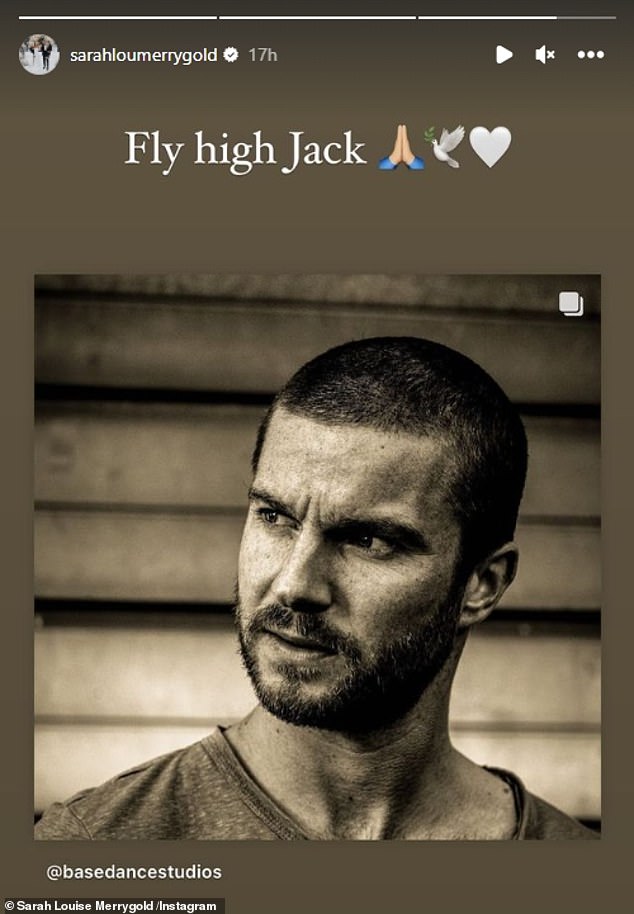 Respect: Aston's wife Sarah also shared a tribute to Jack on her Instagram, writing: Fly high Jack'