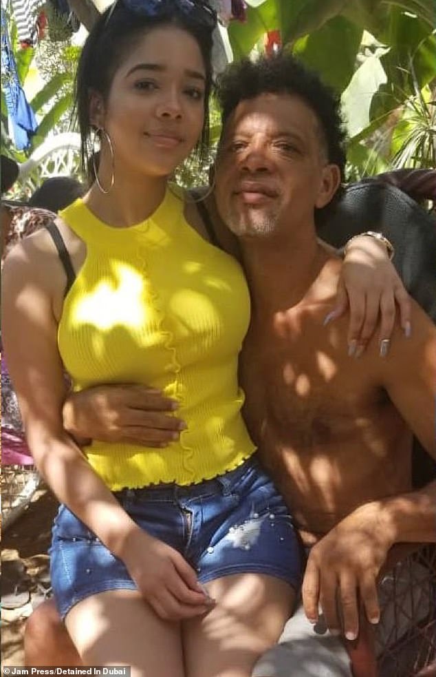 De Los Santos pictured with her 44-year-old father, who has passed away, in this undated photo