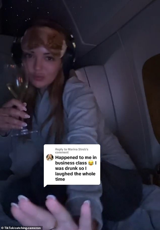 Biafore continued to enjoy her flight and later shared a video of herself dancing in her seat while sitting under the plane's star-covered ceiling