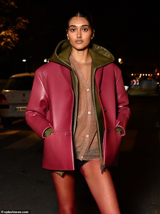 Pins: Neelam Gill arrives at the Miu Miu afterparty in Paris