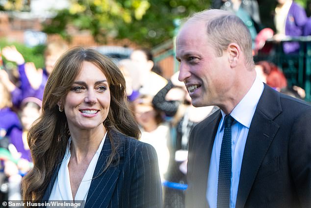 Princess Kate gave her husband a loving look as they chatted with people outside the Grange Pavilion