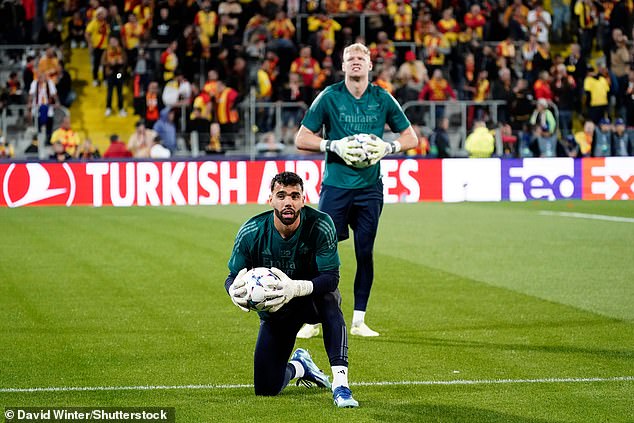 Raya (left) was selected to start in goal ahead of England international Aaron Ramsdale (right)