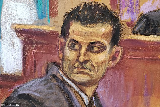 Court sketches showed the results of his strict vegan diet – which his lawyers claimed left him not getting enough food behind bars –