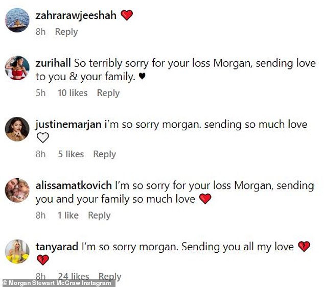 Sending love: Zuri Hall added: 'I'm so terribly sorry for your loss Morgan, sending love to you and your family'