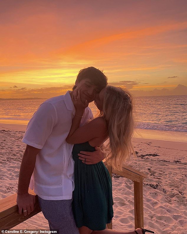 Chasing sunsets: In the photos, the couple was seen enjoying another sunset on the beach