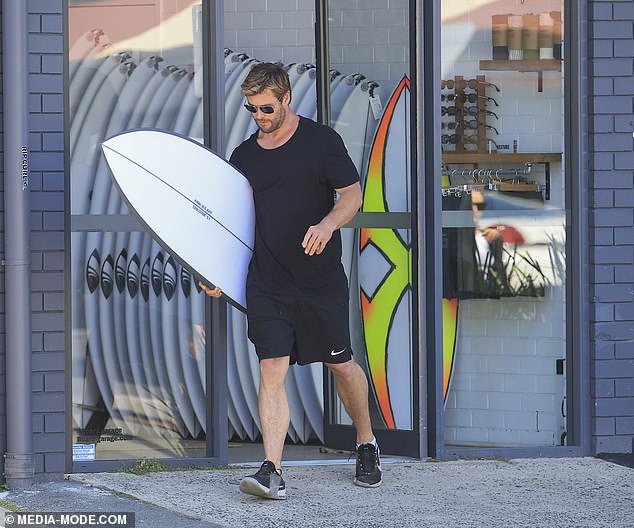 Meanwhile, Chris pulled off a stylish athleisure look in an all-black outfit consisting of a T-shirt, matching Nike shorts and sneakers