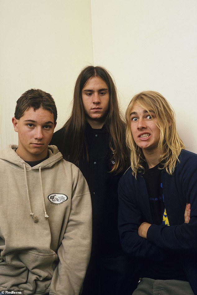 Silverchair's Chris Joannou, Ben Gillies and Daniel Johns are pictured in the '90s