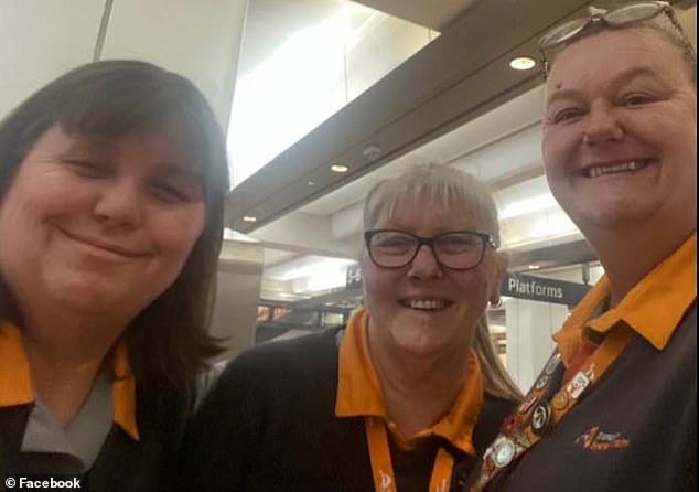 Mrs Gordon was a much-loved customer service station employee at Wynyard Station in central Sydney (pictured with colleagues)