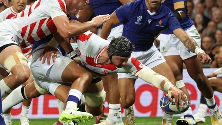 Highlights of Japan vs Samoa at the Rugby World Cup - a result that sent England to the quarter-finals