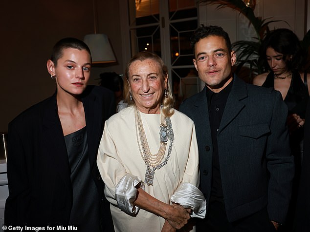 VIP: The couple accompanied brand founder and fashion designer Miuccia Prada at the event