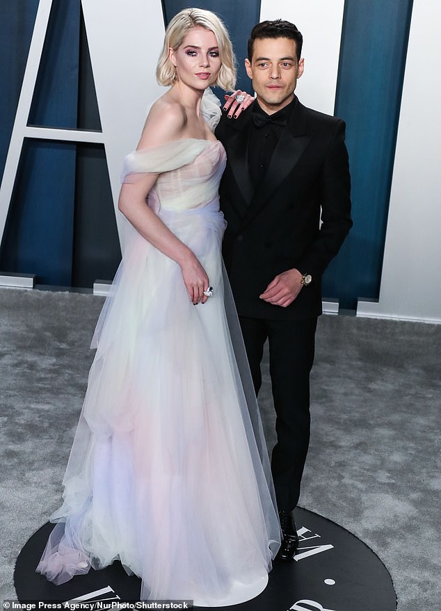 It's over: Rami's ex Lucy Boynton has moved on with a new man (Rami and ex Lucy pictured at the 2020 Vanity Fair party)