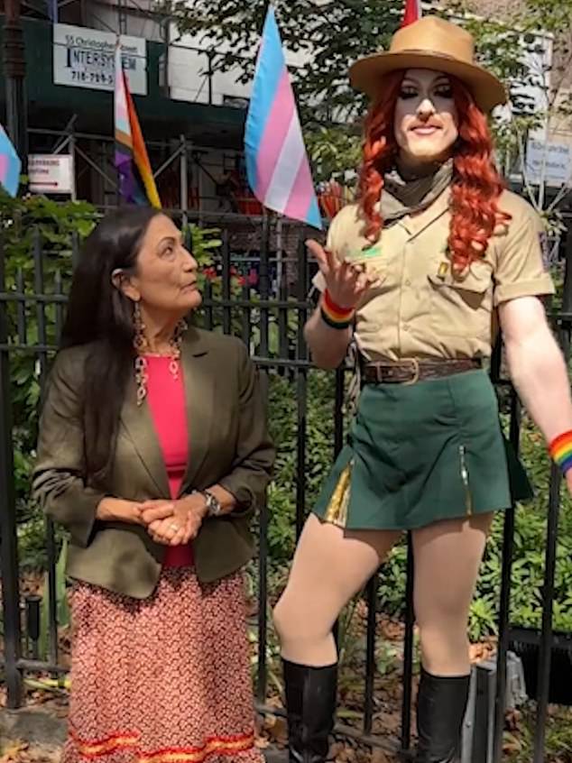 US Secretary of the Interior Deb Haaland shared a video with drag queen Pattie Gonia at the Stonewall monument in New York City