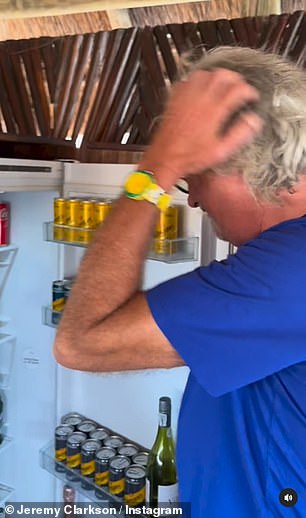 Fully stocked: They may be stranded, but the team has no shortage of drink options as James surveyed the fridge