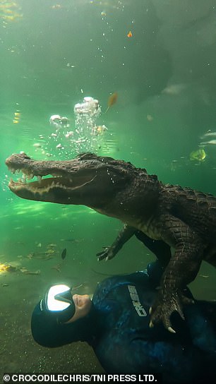 Chris below Casper at the Everglades Outpost