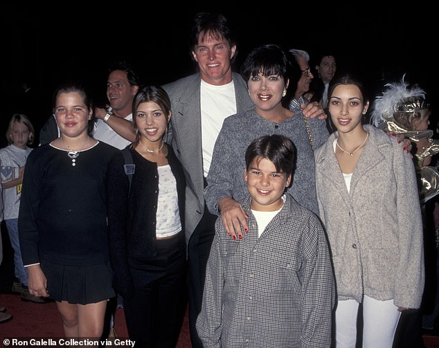 Former stepfather: Caitlyn Jenner's presence in the family has been causing friction for some time.  When she tied the knot with Kris Jenner in 1991, Caitlyn had become stepfather to her children whom she welcomed with the late lawyer Robert Kardashian: Kourtney, Kim, Khloe and also Rob;  seen in 1995