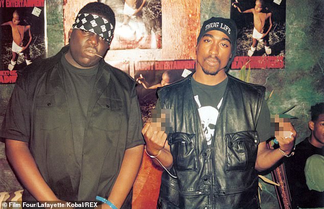 At the time, he was feuding with rap rival Biggie Smalls (left), also known as the Notorious BIG, who was fatally shot in March 1997.