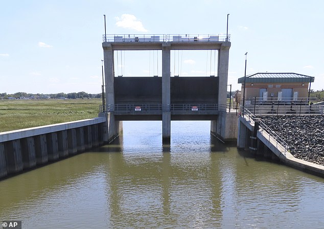 Pictured are new locks, part of a storm protection project, in a part of Middletown, New Jersey, that was hit hard by Superstorm Sandy in 2012