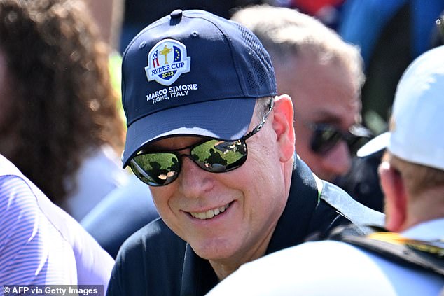 Prince Albert of Monaco was spotted at the Ryder Cup golf tournament in Rome on Sunday